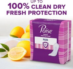 Poise Incontinence Pads, 16 Count, Long Length, 4 Drop Moderate Absorbency