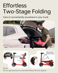Foldable Mobility Scooter Heavy Duty 300lbs 4 Wheel Scooter 25 Mile Senior – Red