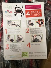 NOVA JOURNEY STEEL ROLLATOR WALKER RED NEW IN BOX/300 WEIGHT CAPACITY