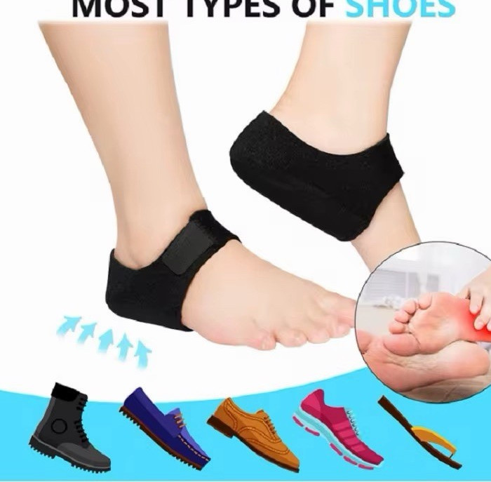 Adjustable Heel Cups Heel & Foot Support for Heel Pain Relief Black/Blue Pair