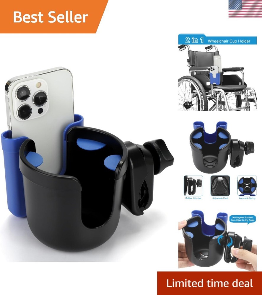 2-in-1 Wheelchair & Walker Cup Holder with Phone Holder – Universal Fit