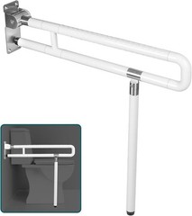 White 29.5 Inch Foldable Toilet Grab Bar Flip Up Safety Rail