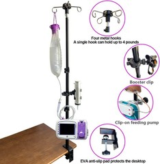 Portable 43-Inch Adjustable Feeding Tube & Pump Stand with Clamp