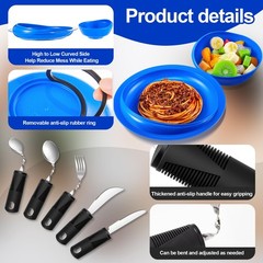 2 Sets Adaptive Utensils Elderly Spill Proof Bowl Plate Bendable Cutlery Set