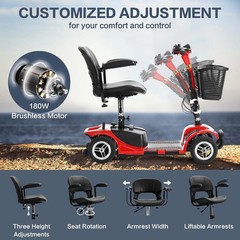 4 Wheels Mobility Scooter Power Wheelchair Folding Electric Scooters Home Travel