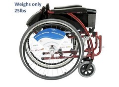 Karman S-115 25 lbs Ultra Light Ergonomic Wheelchair with Removable Footrest,Red
