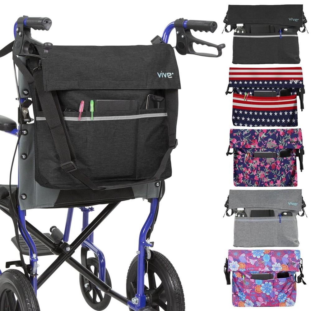 Vive XL Wheelchair Accessories Bag – Waterproof, 1 Count (Pack of 1), Black