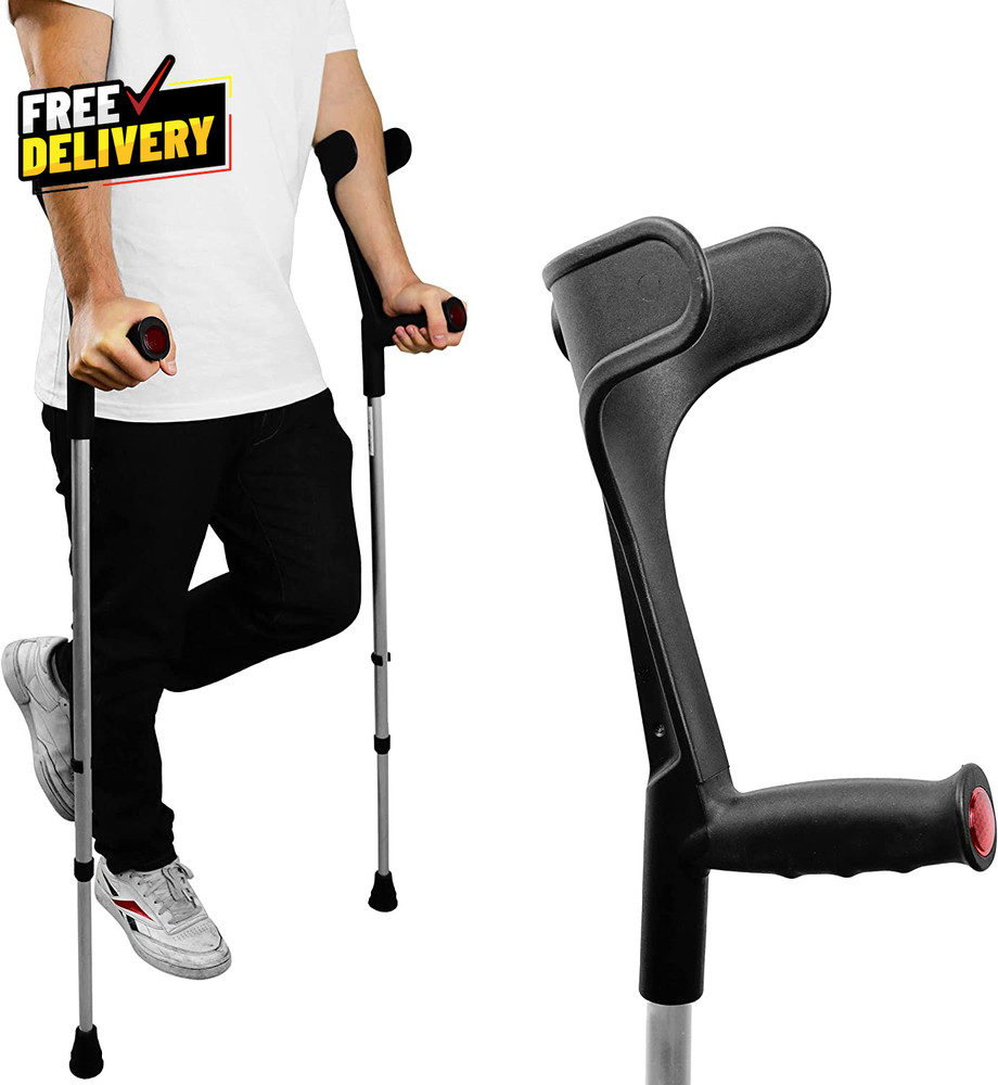 Forearm Crutches for Adults (X2 Units, Open Cuff) Adjustable Aluminum Walking…