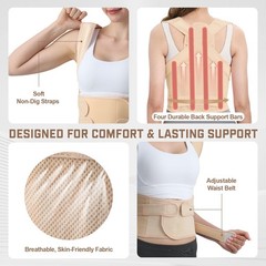 BLACKYEW Posture Corrector for Women & Men, Adjustable Back Medium, Beige