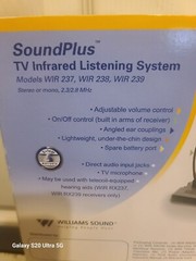 OEM WILLIAM SOUND TV INFRARED LISTENING SYSTEM SOUNDPLUS WIR RX238 WIRELESS