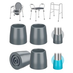Pack of 4 Walker Tips 1 1/8in Rubber Non-Slip Replacement Feet w/ Metal Washer