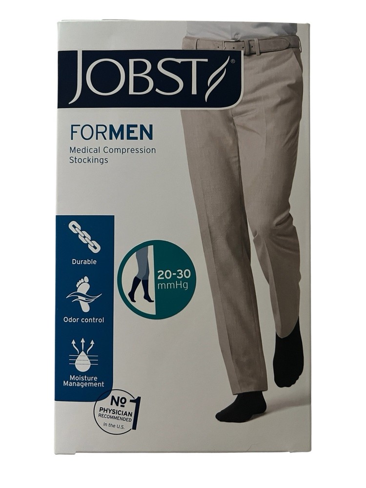Jobst Mens Formen Knee High Compression Stockings 20-30mmHg Large Black New