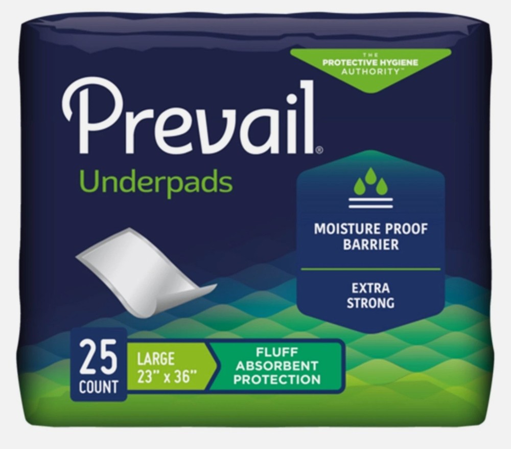 Prevail Disposable LARGE Underpad Fluff 23X36″ – 2 Packs of 25 Pads Each