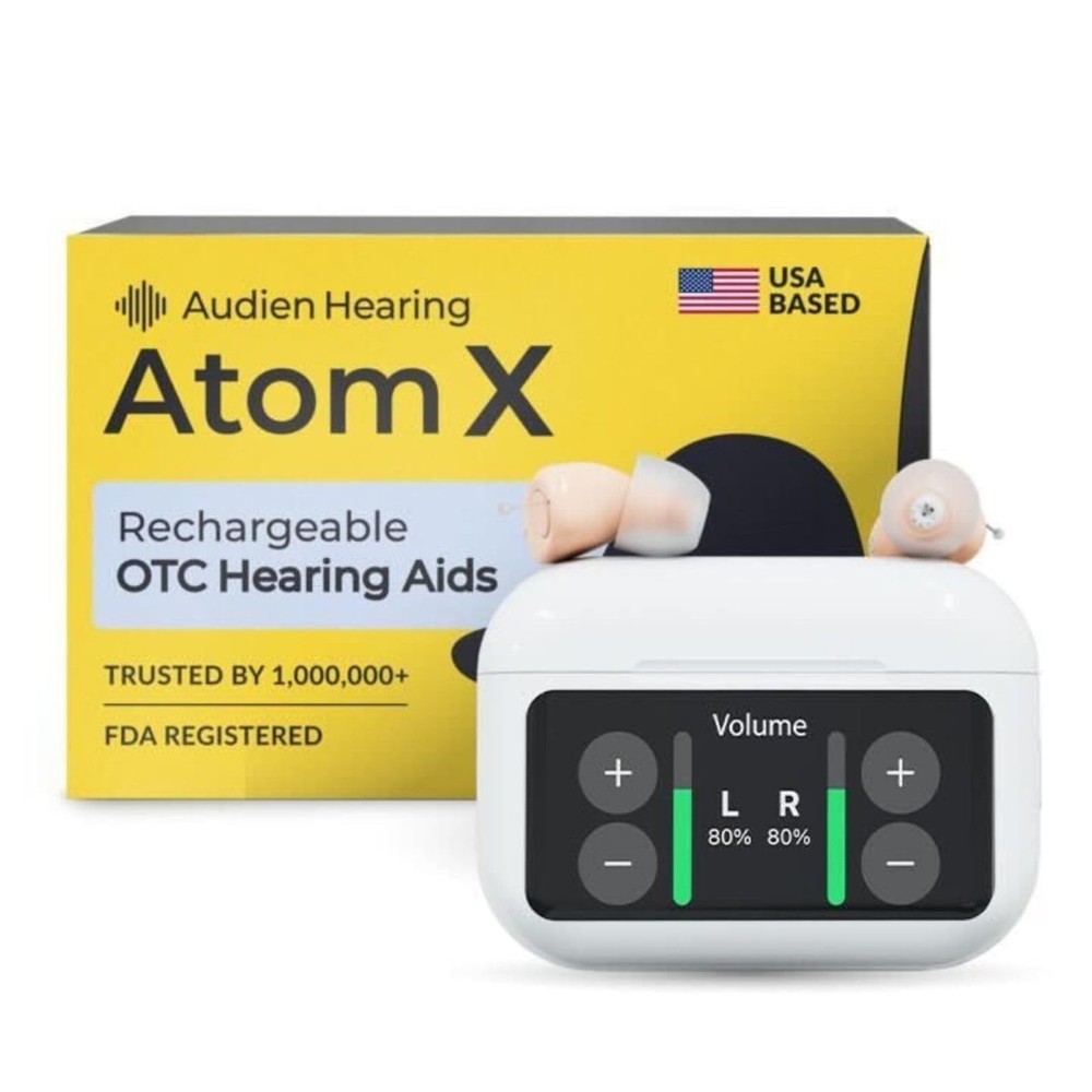 Audien Hearing ATOM X -Rechargeable OTC Hearing Aids – PLUS 4 new Atom One
