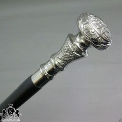 Designer Walking Cane Wooden Walking Stick Silver Brass Handle Knob Gift
