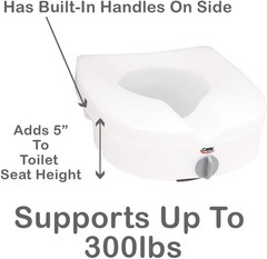 Carex E-Z Lock Raised Toilet Seat, Adds 5 Inches to Toilet Height, Elderly and H