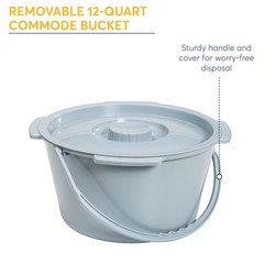 Drive Medical Steel Folding Bedside Commode Deep Seat Portable Toilet Gray