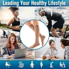 Compression Socks(Pack of 2pcs)Stocking 20-30mmHg Knee High Support Open Toe Zip