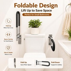 Botabay Foldable Toilet Grab Bar Paper Holder 24 Wall Mounted Bathroom Handicap