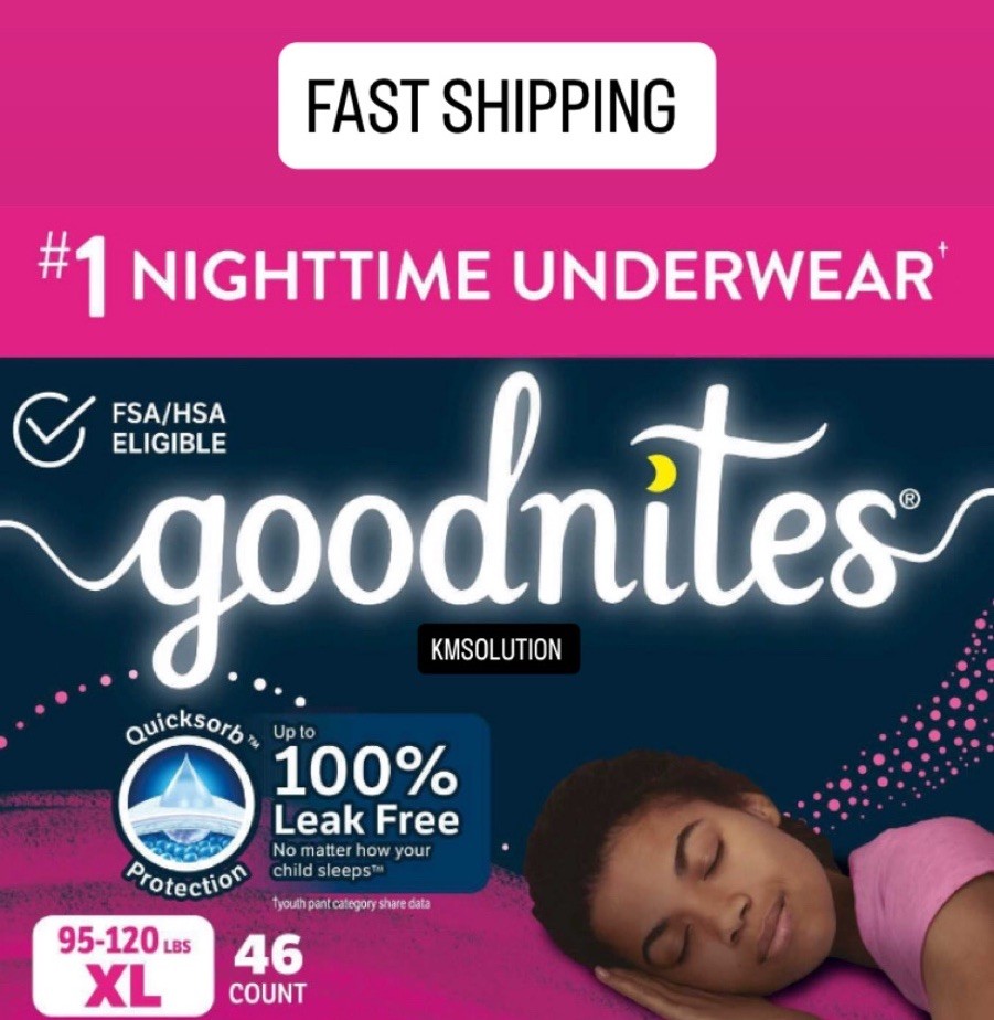 Goodnites Nighttime Bedwetting Underwear For Girls Size XL (95-120 lbs) 46 Count
