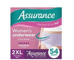 Assurance Women’s Maximum Absorbancy Underwear, 2XL , (54 Count)