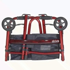 Deluxe Portable Folding Travel Walker with 5″ Wheels & Folding Legs Red Drive