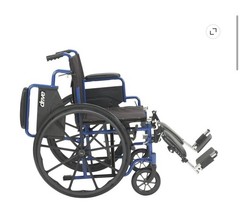 Drive Manual Wheelchair Blue/Black Foldable Flip-Back Arms Elevating Legs 250 lb