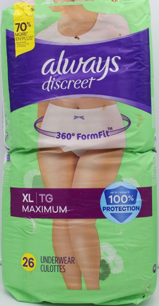 Always Discreet Underwear Womens XL TG Maximum 26 Count Incontinence Pull Up