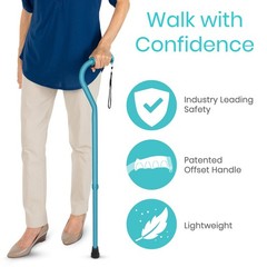 Vive Walking Cane for Women, Men, Elderly – Patented Offset Cane, Teal