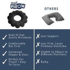 Total Pillow Donut for Airplane & Travel, Sleeping Neck Single, Black