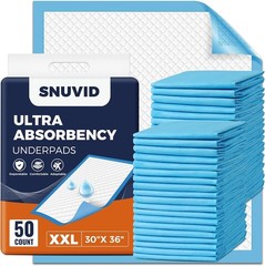 50 Pack Super Absorbent Disposable Underpads – XXL 30″ x 36″ Leakproof Bed Pa…