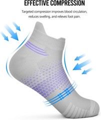 Cushioned Ankle Compression Socks for Women – 6 Pairs in Black, White, Grey