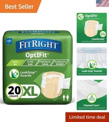 Adult Diapers, Extra+ Heavy Absorbency, XL Waist Size 56in-64in, 20 Count, Op…