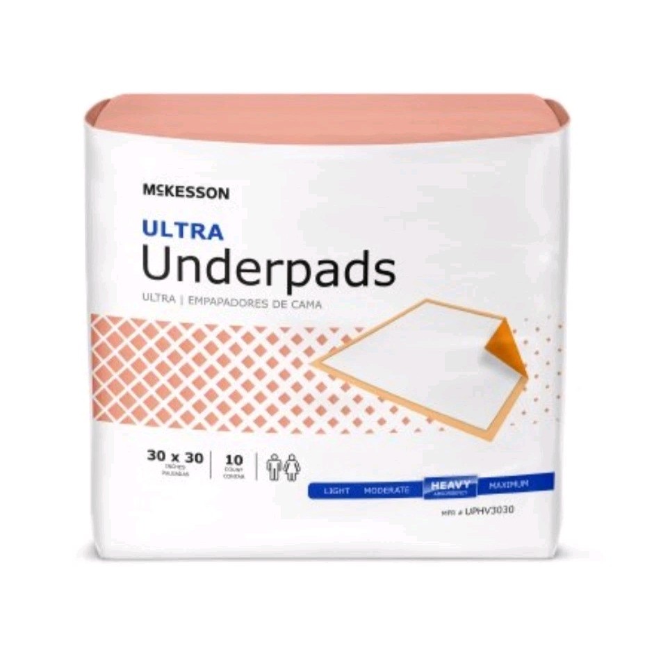 McKesson Ultra Underpads Heavy Absorbency 30 x 30 White Unisex
