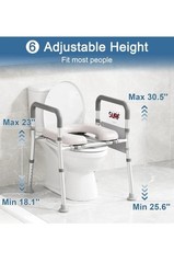 Raised Toilet Seat with Handles, Adjustable Height & Width, 400lb Fit Any Toilet