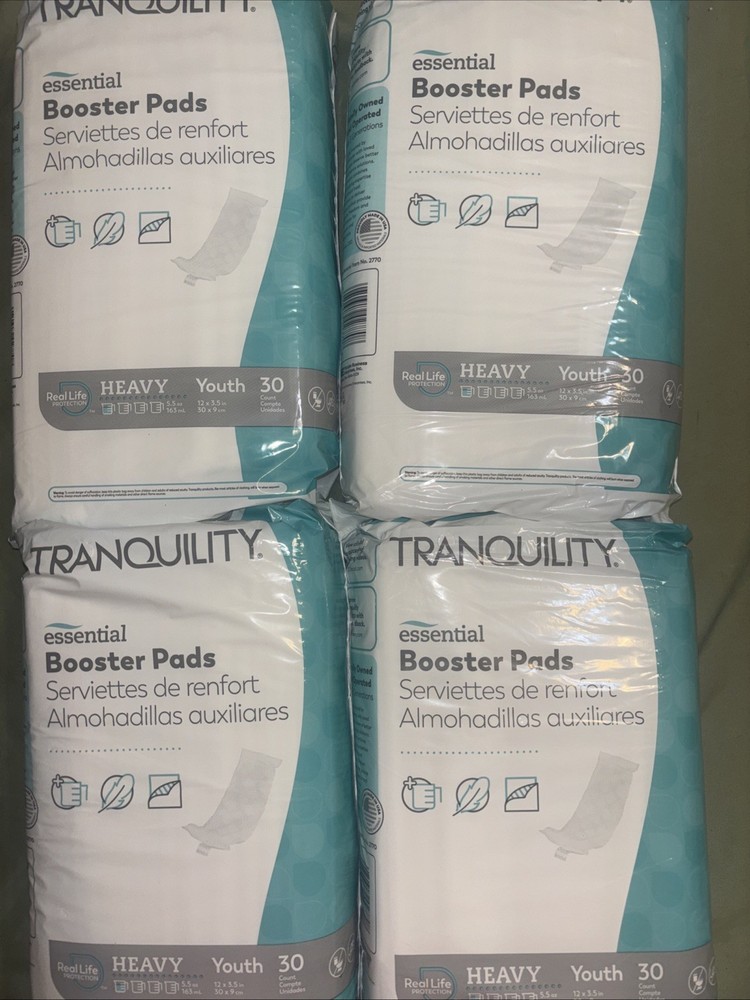 30 COUNT, Booster Pad Tranquility Essential 12×3.5 Heavy, BRAND NEW 4 Bags