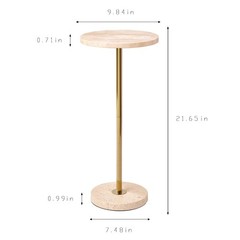 Premium Small Round Natural Marble Pedestal Side Table, End Table, Mini Drink…