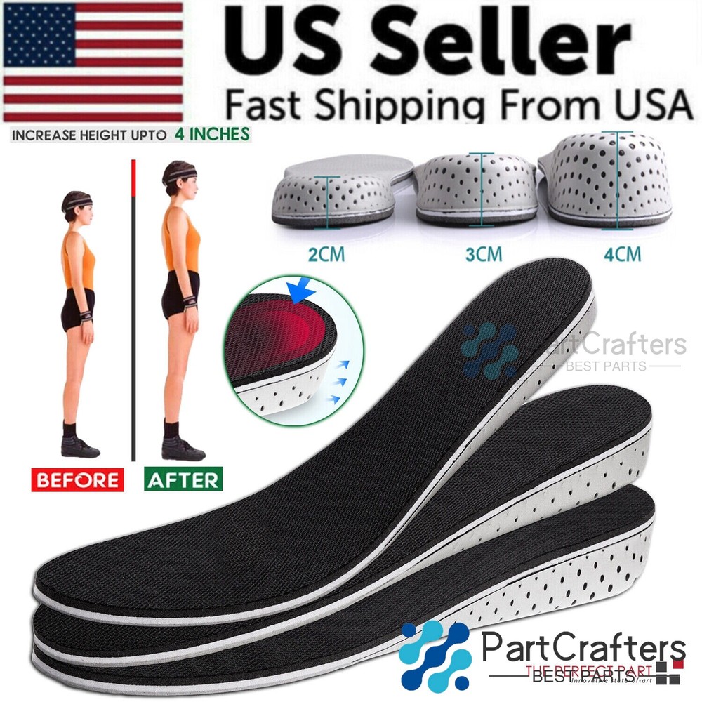 Men Women Invisible Height Increase Insoles Heel Lift Taller Shoe Inserts Pad US