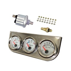 Chrome 3 in1 Triple Auto Gauge Meter Kit 52mm (8-16V Volt Meter… FAST USA SHIP