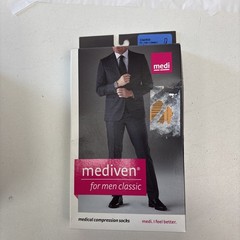 Mediven Men Classic 15-20 mmHg Calf High Compression Stockings Black Sz III