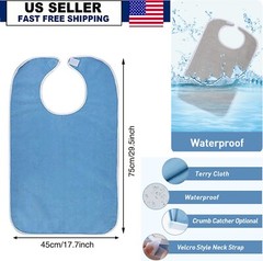 2× Washable Adult Bibs Eating Clothing Protectors Easy to Clean & Crumb Catcher