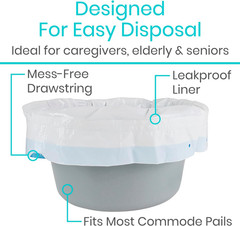 Commode Liners for Bedside Toilet Chair Bucket, Bedpan (24 Pack) – Caregiver Sup