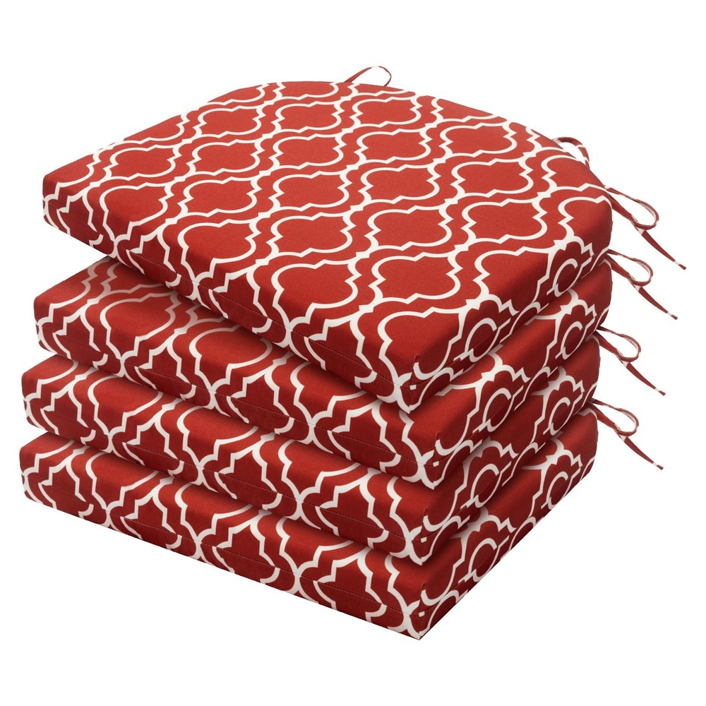 HARBOREST Outdoor Chair Cushions Set 17″x16″x2″ (4 Pack), Wine Red Geometry