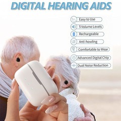 Bluetooth Hearing Aids For Seniors Rechargeable OTC With Noise Reduction Black