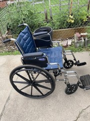 Invacare Tracer EX2 Manual Wheelchair Blue/Black, Padded Arms, Footrests