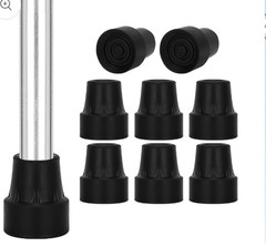 SuperGear 3/4 inch (19 mm) Cane Tip~ 8 Pack~ Black