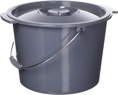 Universal Fit Commode Bucket – 2 Gallon Capacity with Lid and Handle, Dark Gray