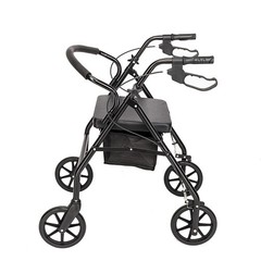 Black Steel Mobility Walker With Wheels For Adult Elderly Walking Assistance