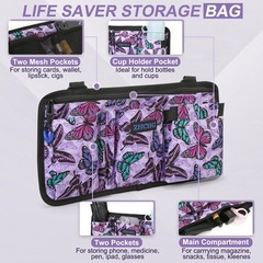 ZHCHG Wheelchair Side Bag with Cup Holder, Purple Butterfly