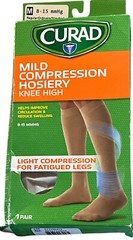 Curad Mild Compression Hosiery Knee High Unisex Beige 8-15 mmHg 1 Pair M Regular